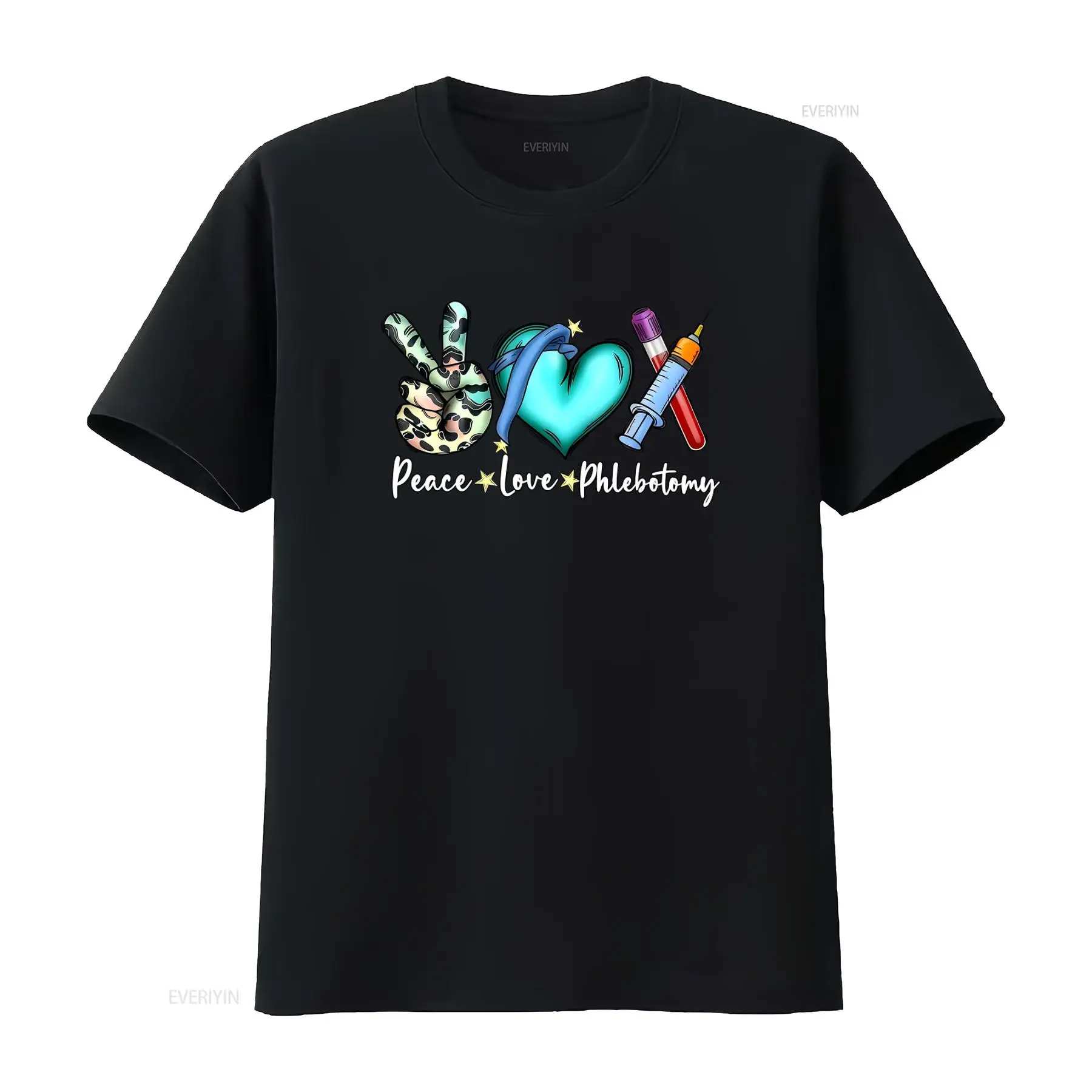 Medical Lab Design - Peace Love Phlebotomy T Shirt for