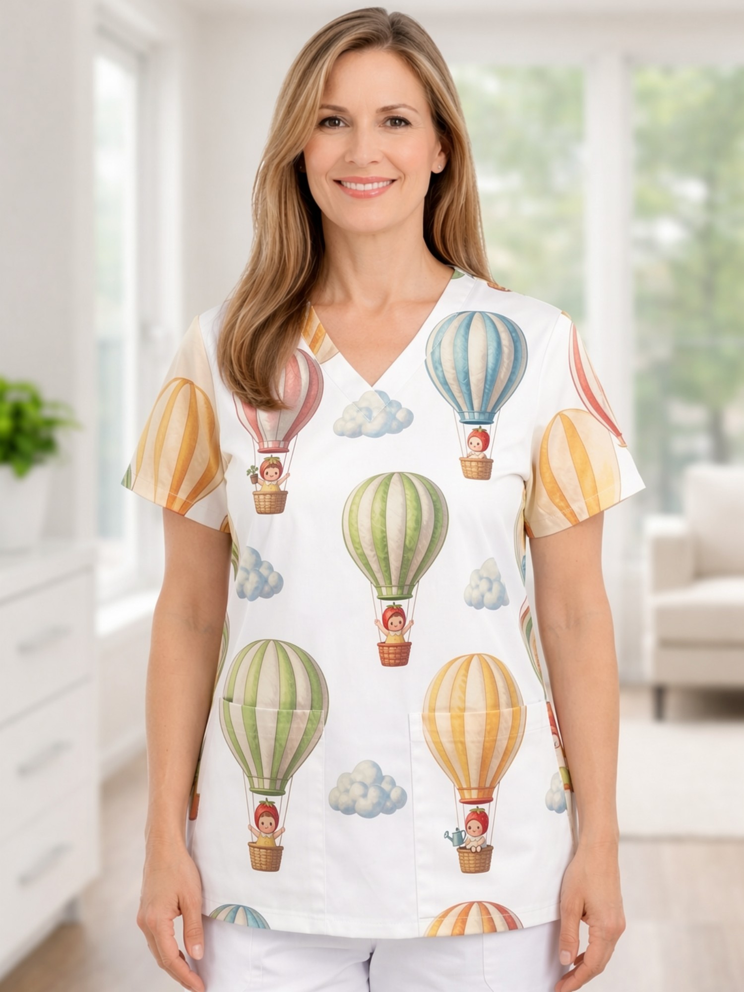 Medical Lab Design - Womens Charming V Neck Scrub Top