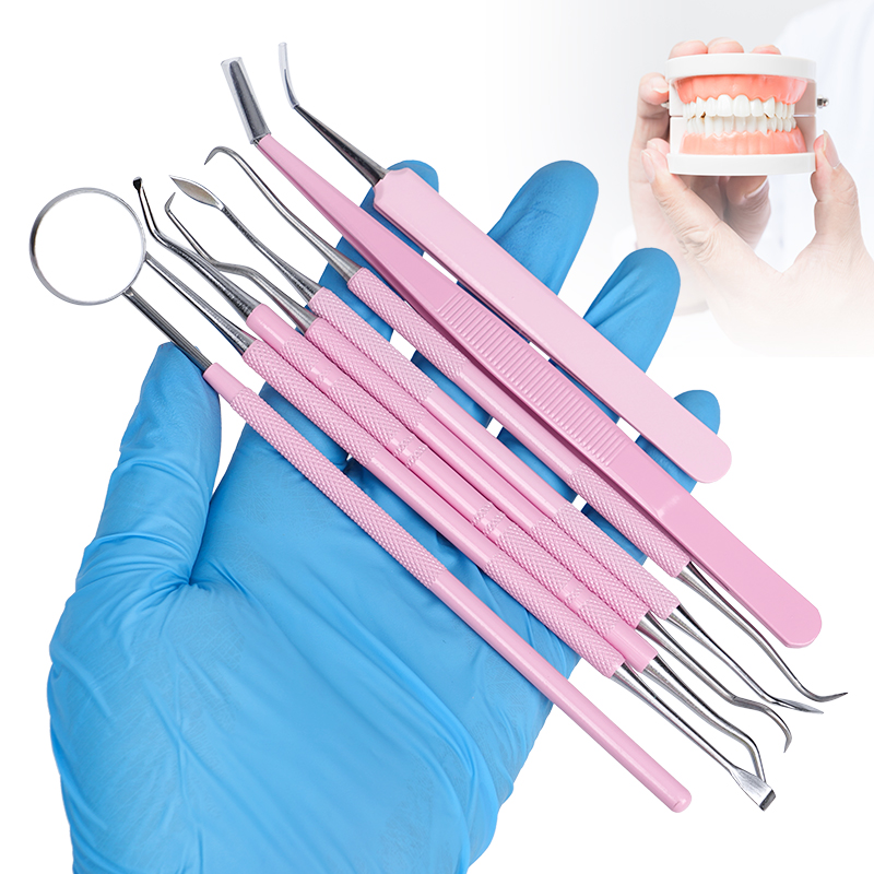 1pc Pink Dental Tweezers Probe - đánh giá và giá Dental Mirror Probe