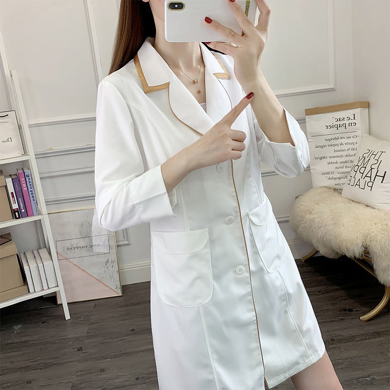white short beauty uniform dre - đánh giá và giá Medical Lab Logo