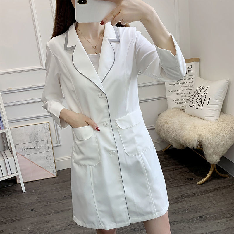 white short beauty uniform dre - đánh giá và giá Medical Lab Logo