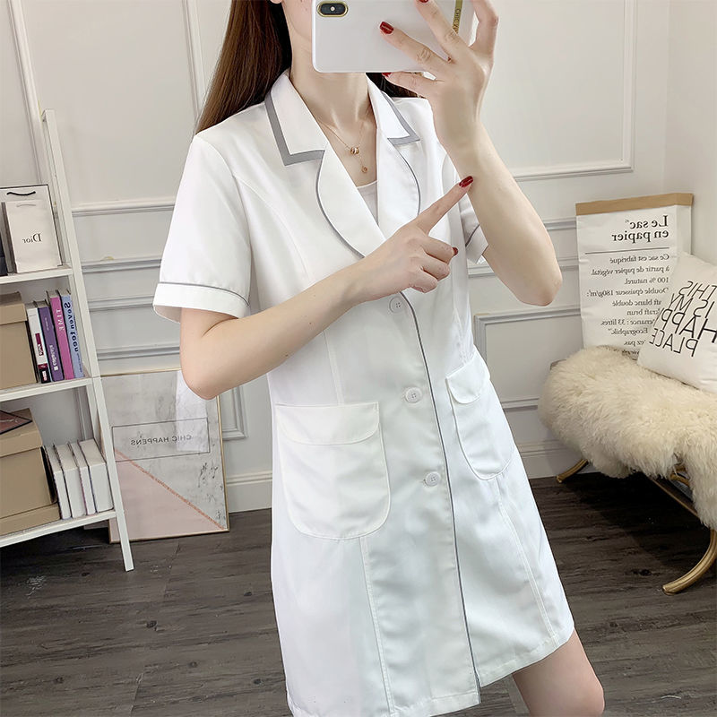 white short beauty uniform dre - đánh giá và giá Medical Lab Logo