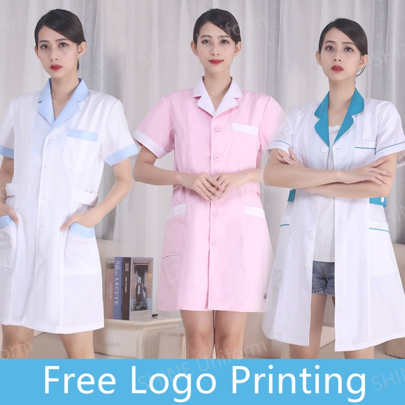 White Nurse Uniforms Short Sle - đánh giá và giá Medical Lab Logo