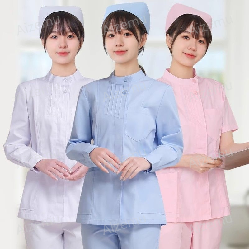 Pink Long Sleeve Nurse Uniform - đánh giá và giá Medical Lab Logo