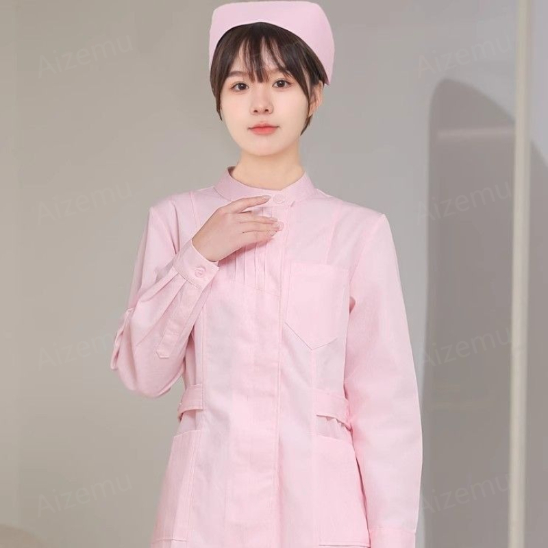 Pink Long Sleeve Nurse Uniform - đánh giá và giá Medical Lab Logo