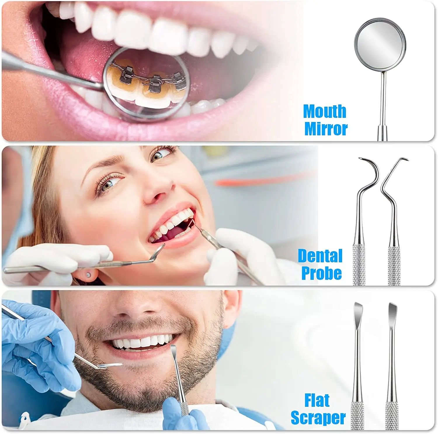 3pcs/4pcs Stainless Steel Dent - đánh giá và giá Dental Mirror Probe
