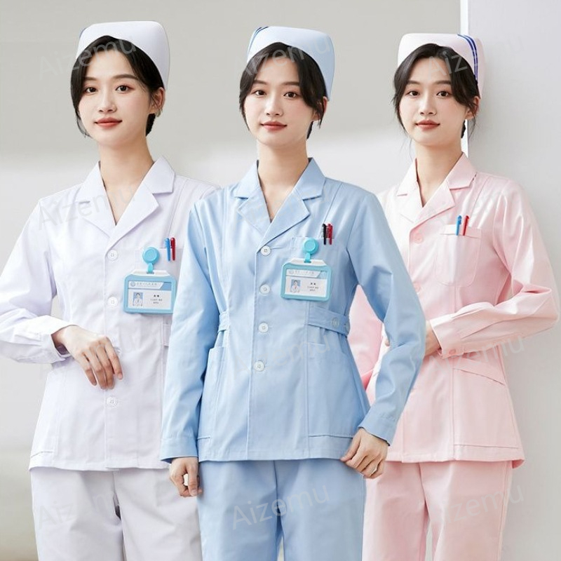 New White Long Sleeve Nurse Un - đánh giá và giá Medical Lab Logo