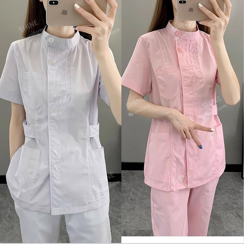 Pink Nurse Uniforms Short Slee - đánh giá và giá Medical Lab Logo
