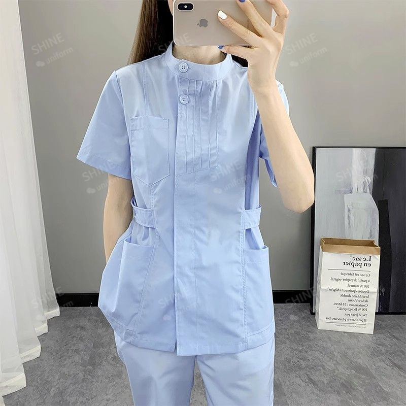 Pink Nurse Uniforms Short Slee - đánh giá và giá Medical Lab Logo