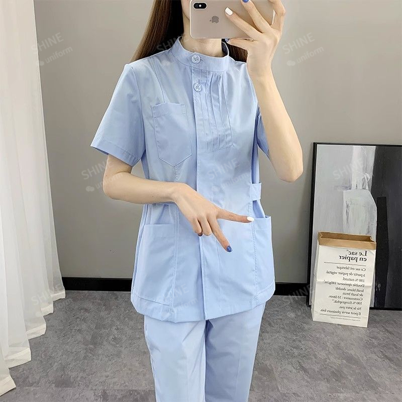 Pink Nurse Uniforms Short Slee - đánh giá và giá Medical Lab Logo